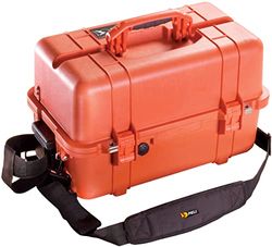 PELI 1460EMS stötsäker akutlåda för medicinsk utrustning, IP67-vatten- och dammtät, 33 liters kapacitet, tillverkad i USA, med brickor och avdelare, orange