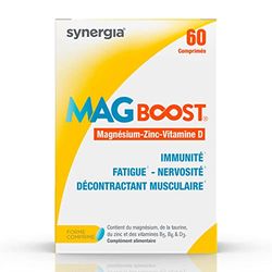 MAG BOOST 60 Comprimés | Résistance Accrue au Stress et à la Fatigue Physique ou Musculaire | Magnésium Liposomal Naturel, Taurine et Vitamines B | LABORATOIRE SYNERGIA