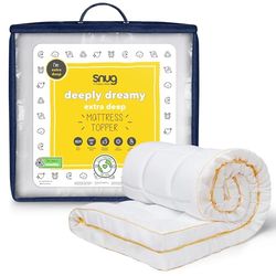 Snug Deeply Dreamy matrastopper tweepersoonsbed - 10 cm 4 inch extra dikke matrasversterker met elastische banden, gewatteerd, comfortabel en superzacht - hypoallergeen, machinewasbaar,