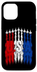 Carcasa para iPhone 15 Pro Patriotic USA Fighter Jet 4 de julio para hombres día conmemorativo