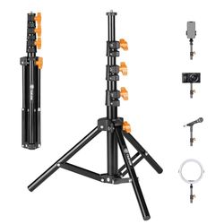 TARION Supporto per lampada 130 cm - Treppiede per lampada in metallo Treppiede da tavolo Treppiede da pavimento per studio fotografico all'aperto Anello luminoso Flash Light