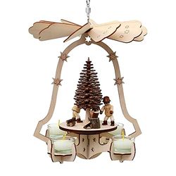 Dekohelden24 Wooden Ceiling, Hanging Pyramid, Forest Worker, Including Swivel Bearing, Approx. 28 cm