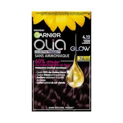 Garnier Coloration Permanente - Sans Ammoniaque - Aux Huiles Naturelles de Fleurs - Châtain Cendré Lumineux (4.12) - Olia Glow
