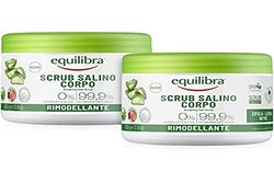 Equilibra Corpo, Scrub Salino remodelant, Scrub Corps exfoliant avec Aloe Vera, Lissage et Nutre la Cuir, Mélange de Sels Marins à Action Anti-eau, Huiles Naturels et extraits légumes, 2 pièces de 600 g