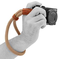 MegaGear katoenen camera polsband comfortabele bekleding, veiligheid voor alle camera, klein 23 cm / 9 inch, bruin