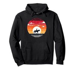 Retro Sunset Horse Riding Horseback Riding Equestrian Horses Felpa con Cappuccio