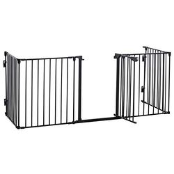 PawHut Barrière de sécurité Parc enclos Chien modulable Pliable Porte intégrée 300L Max. x 74,5H cm métal PP Noir