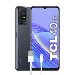 TCL 40SE Smartphone 4G Display 6.75" HD+ 90 Hz, 128 GB, 4 GB RAM, Tripla Camera da 50 Mpx, Android 13, Batteria 5010 mAh Ricarica Rapida, Dual Sim, Dark Grey, con Cavo USB Type-C Aggiuntivo