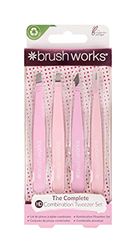 Brushworks HD 4 Piece Combination Tweezer Set - Pink, One Size, 52 56 369