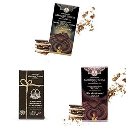 Chocolates Marcos Tonda - Chocolate sin Azucar | Pack de Chocolates sin Azucar | Chocolate Negro | Chocolates Originales para Regalar