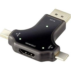 RENKFORCE RF-3846634 DisplayPort/HDMI Adaptateur [1x DisplayPort mâle, Mini Port Display mâle, USB-C? mâle - 1x HDMI Femelle] Noir