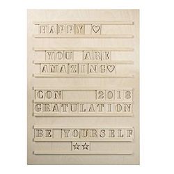 Rayher Placa de letras intercambiáveis, madeira, com números e símbolos, 30 x 42 cm, 62859505
