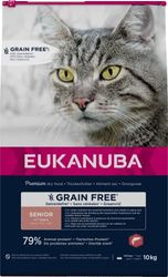 EUKANUBA Graanvrij* premium senior kattenvoer met zalm - droogvoer voor oudere katten van 7 jaar, 10 kg