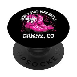 Diseño de botas de vaquera de Colorado Just a Girl Who Loves Ouray PopSockets PopGrip Adhesivo