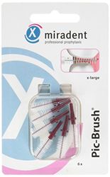 Mirandent Professional Prophylaxis Pic-Brush Set da 6 spazzole di ricambio Bordeaux x-grand – Confezione da 4 (4 x 6 = 24 spazzoline)