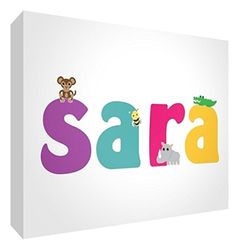 Little Helper LHV-SARA-A6BLK-15IT Panneau décoratif pour bébé/baptême, idée Cadeau, Motif Personnalisable avec nom de Petite Fille, Multicolore, 10,5 x 14,8 x 2 cm