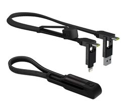 Rolling Square inCharge XL 30 cm - Sleutelhanger Kabel USB-C, Universele Kabel, Cadeau voor Mannen, Universele Mobiele Oplader 6 in 1, Hightech Gadget, Zwart, Lightning Kabel van 100 W