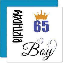 65e verjaardagskaart voor mannen - Verjaardagskaart - Happy Birthday-kaarten voor 65-jarige man, opa, opa, stiefvader, oom broer, 145 mm x 145 mm, vijfenzestig vijfenzestig verjaardagskaarten cadeau