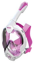 Seac Mágica máscara de snorkel integral, anti-Vaho, válvula de pulverização e snorkel estanco, branco/rosa, S/M