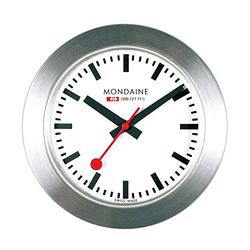 Mondaine - Magneet A660.30318.81SBB Tafelklok 50mm - Officiële Zwitserse Spoorwegen Magnetische Klok Aluminium Behuizing Rode Tweedehands, Zilver, 4 x 5 x 5 cm, Armband