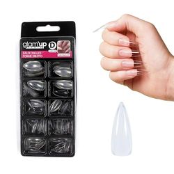 Glam’Up Paris - Faux Ongles - Pleine Couverture - Facile à Utiliser - 100 Pièces - Forme Stiletto - N°154 - Transparent à Vernir