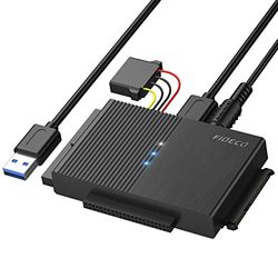 FIDECO IDE en SATA Adapter, USB 3.0 naar SATA Converter, Externe Harde Schijf Adapter voor 2,5 en 3,5 inch HDD of SSD, CD-ROM, CD-RW, DVD-RW Stations