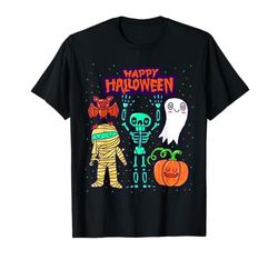 Felice Halloween Scheletro Zucca Fantasma Carino Bambini Maglietta