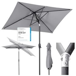 Sekey Parasol Aluminium Rectangulaire 210x140 cm pour Balcon, Jardin & Terrasse - Protection UV 50+ avec Base Stable, Ventilation et Matériau Recyclé (Certifié GRS)