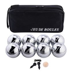 Engelhart - 010203 - Sacoche de Transport avec Jeu de 8 Boules de Pétanque - Inclut Distance-Mètre - Sacoche Pratique - Jeux Extérieur - Boules Métalliques et Cochonnet en Bois - Dès 6 Ans