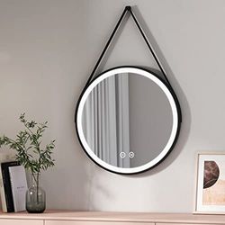 EMKE Specchio da bagno con illuminazione, specchio da bagno LED rotondo ph60 cm con interruttore tattile + 3 tipi di luci bianco caldo/bianco freddo/neutro, cornice nera