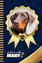 Undated Weekly Diary: Hardcover / 6x9 Personal Organizer / Scheduler With Checklist - To Do List - Note Section - Habit - Water Tracker / Organizing ... - Gold Medal Art on Navy Blue Paw Bone Print