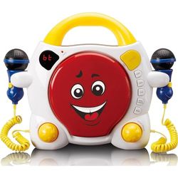 Lenco KCD-011 Reproductor de CD Sing Along para niños -Bluetooth 5.0 – Antishock – Pantalla LED – Memoria de Pistas – 2 micrófonos para Karaoke – Funciona con Corriente alterna o batería– con