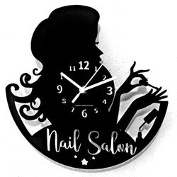 Instant Karma Clocks Zegar ścienny Nail Make Up salon piękności salon manicure sklep lakier do paznokci drewno czarny model 02