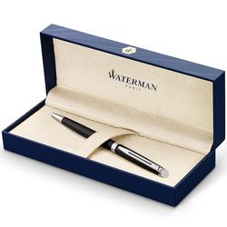 Waterman Hémisphère Ballpoint Pen | Matte Black with Chrome Trim | Medium Point | Blue Ink | Gift Box