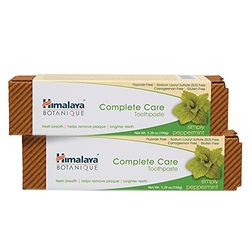 Himalaya Botanique Toothpaste - Natural Fluoride Free, SLS, Gluten, Carrageenan Free - Removes Plaque and Bad Breath, Prevents Tooth Decay and Prevents Bleeding Gums (Simply Peppermint, 2-Pack Saver)