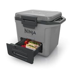 Ninja FrostVault Hard Cooler 28L, Glacière de haute qualité, conserve la glace jusqu'à 5 jours, tiroir rangement sec intégré à température de réfrigérateur, 48 canettes, Gris Ardoise FB131EUGY