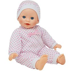 The New York Doll Collection Zacht Lichaam Kaukasisch Kindje 14 inch / 36 cm Pop - Handband passen en Roze Jurk (Inclusief bonusdummy)