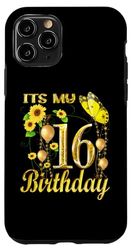 Carcasa para iPhone 11 Pro It's My 16th Birthday 16 Year Old Girl Sunflower Butterfly