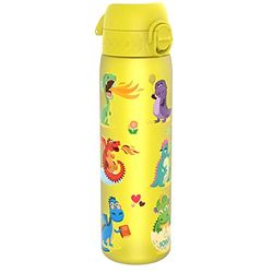 ION8 Vattenflaska, 500 ml/18 oz, Läcksäker, Lätt att Öppna, Säkert Lås, Diskmaskinssäker, BPA-fri, Hygieniskt Lock, Bärhandtag, Passar i Mugghållare, Lätt att Rengöra, Luktfri, Tryckt, Drakar
