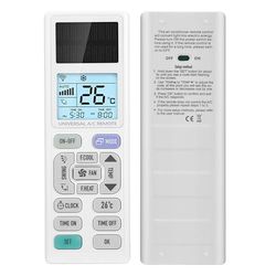 LEYF Mando a Distancia Universal de Aire Acondicionado A/C LCD, retroiluminación de Repuesto para Aire Acondicionado, Control Remoto, Pantalla con luz y Linterna LED, Que Funciona con energía Luminosa