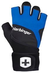 RockTape Harbinger Guantes Training Grip Wristwrap 2.0 - Guantes para Levantamiento Pesado con Palma Acolchada TechGel,Cierre de Gancho y Bucle,Estiramiento 4 Vías,Unisex,Azul,XL