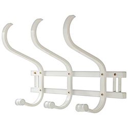 DRW Perchero de Pared de Madera con 3 Brazos en Color Blanco