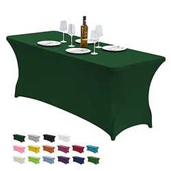 CWK Housse de Table en élasthanne Extensible de 6 m pour Tables Pliantes rectangulaires, résistante aux Plis, élastique et Extensible pour Patio, fête, Banquet, Mariage et événements (Vert Noir)