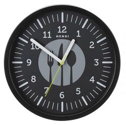 HENDI Reloj de pared, redondo, batería AA, movimiento de cuarzo silencioso, reloj de cocina, moderno, para decorar el hogar, la oficina, restaurantes, bares, ⌀356x(H)45mm, HIPS, negro