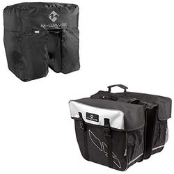 M-Wave Unisex – Borsa per portapacchi Amsterdam Double con parapioggia, nero/bianco