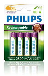 PHILIPS Batterie AA - Batterie Ricaricabili HR03 - NiMH 1,2V - 500 Ricariche - 2500mAh