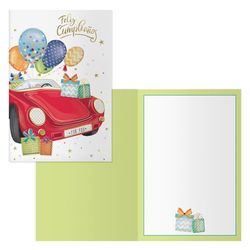 DOHE - Wenskaarten voor verjaardag - verpakking van 6 stuks - Afmetingen: 11,5 x 17 cm (gesloten) - Inclusief envelop voor het opbergen van de kaart - Model Auto
