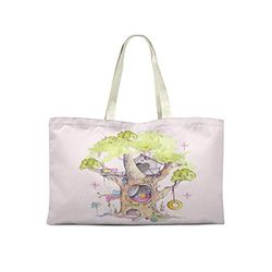 Bonamaison Printed Tote Bag, Reusable Grocery Bag, Shopping Bag, Machine Washable, Foldable, Canvas Cloth Bag with Handles, 50x40 Cm