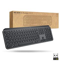 Logitech MX Keys Wireless Illuminated Keyboard for Business, Quiet Perfect-Stroke Keys, Logi Bolt Technology, Bluetooth, Rechargeable, Windows/Mac/Chrome/Linux, QWERTY UK English - Grey