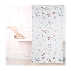 Relaxdays Shower Roller Blind, Water-repellent, For Bath & Shower, Shell Design, Ceiling, 120x240cm, Semi-transparent